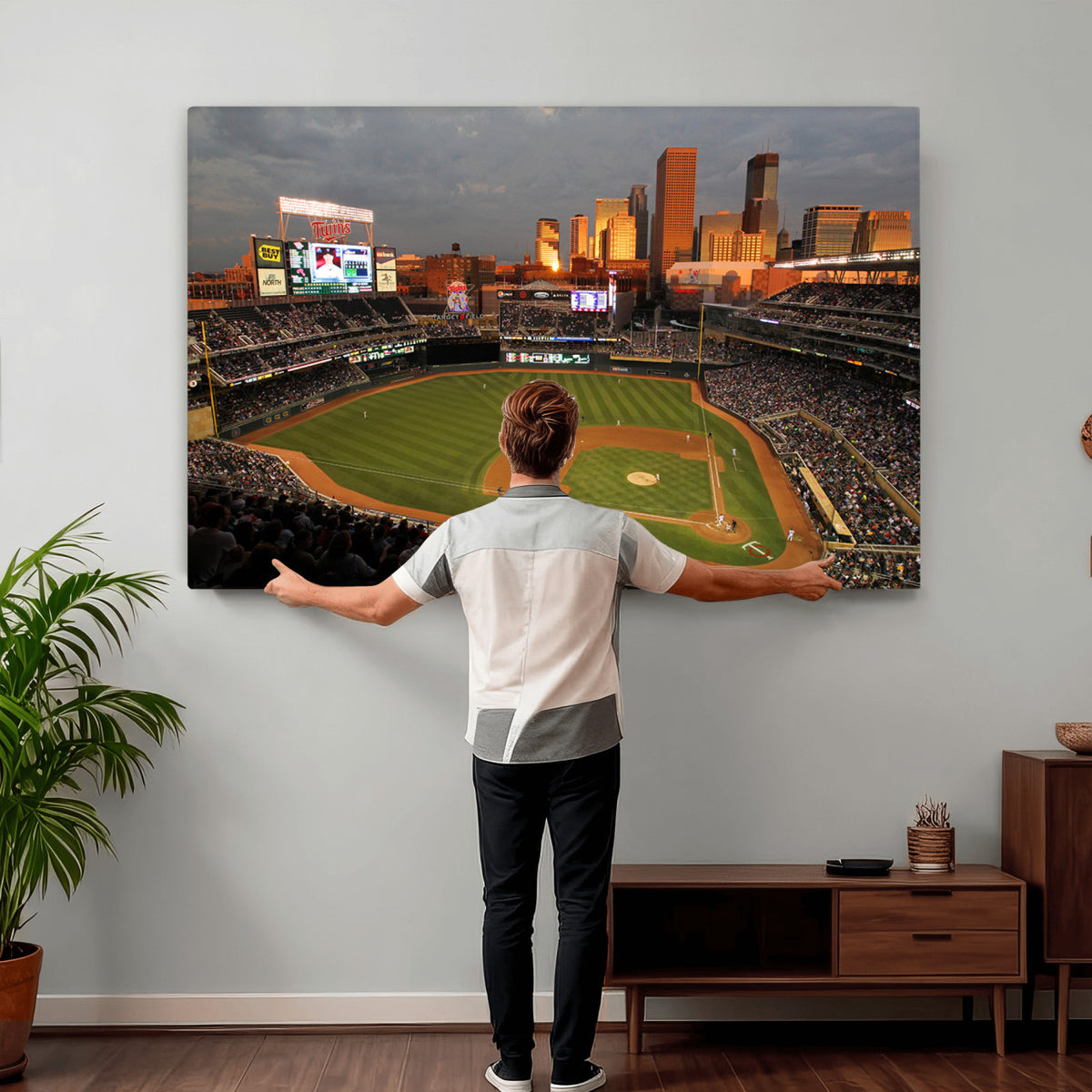 99822-MGV-CV-36X24 - Minnesota Twins Baseball Team Print, Minneapolis Target Field Stadium Wall Art