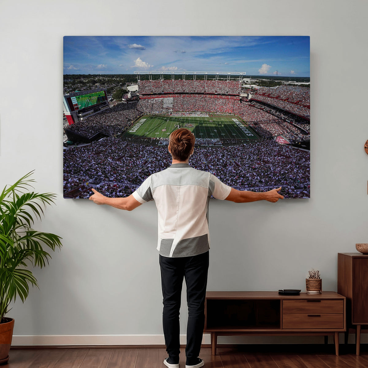 83382-MGV-CV-36X24 - South Carolina Gamecocks Football Team Print, Columbia Williams-Brice Stadium Wall Art