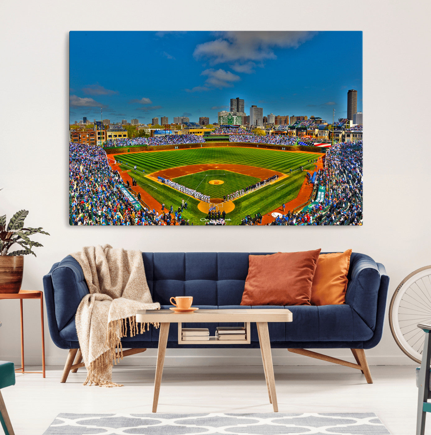 44149-MGV-CV-36X24-Wrigley Field Chicago Cubs Canvas Wall Art - Iconic Baseball Stadium Print for Sports Lovers - Ready