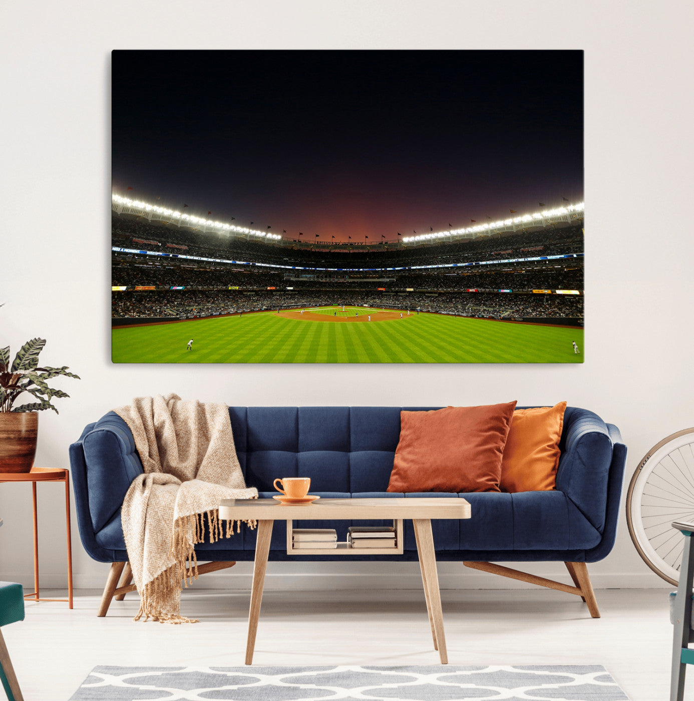 MGV-CV-36X24 - Yankee Stadium Night Game Triple Canvas, Yankee Stadium Canvas Wall Art - New York Yankees MLB Match