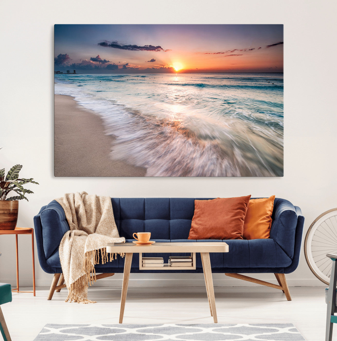 11379-MGV-CV-36X24-Sunset Beach Wall Art – Soothing Coastal Landscape, Ready to Hang for Tranquil Home Decor