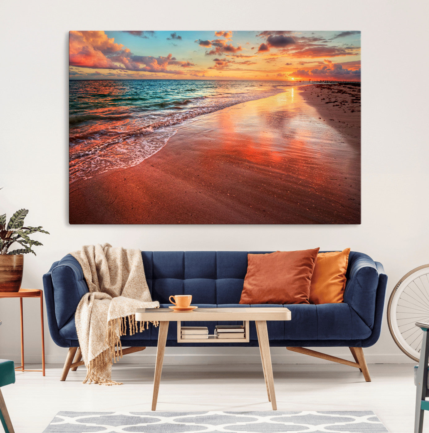 MGV-CV-36X24 - Sunset Beach Wall Art | Ocean Canvas Print | Coastal Wall Art | Tranquil Sunset Canvas Print