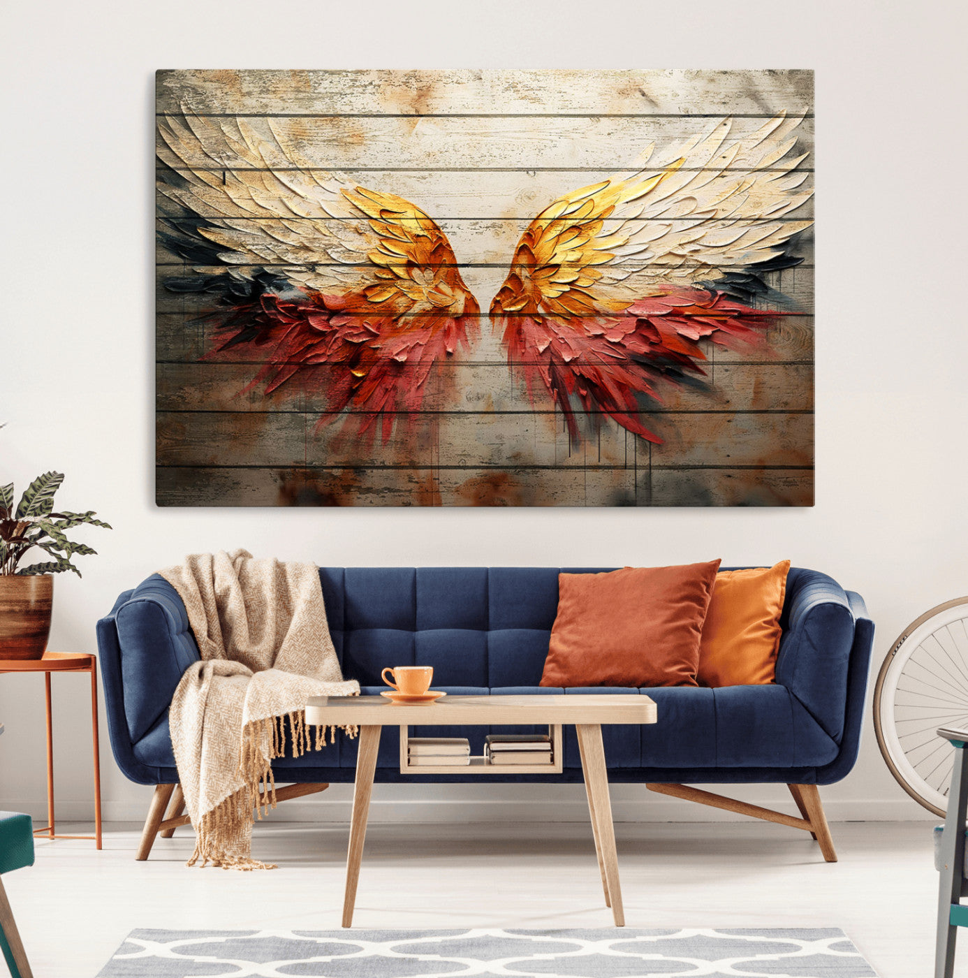 MGV-CV-36X24 - Abstract Angel Wings Canvas Wall Art – Framed and Ready to Hang Modern Angelic Wings Decor for