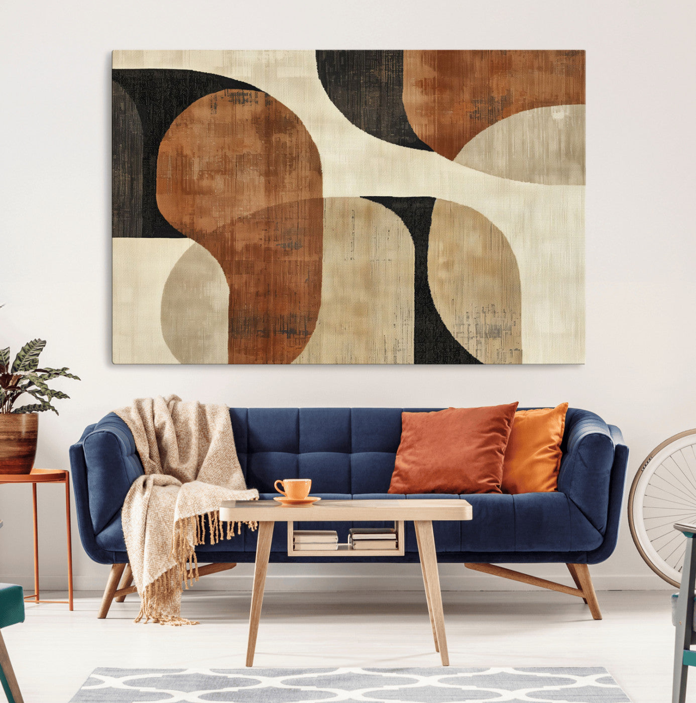 MGV-CV-36X24 - Wabi Sabi Abstract Wall Art Canvas Print | Large Minimalist Modern Geometric Wall Decor for Living