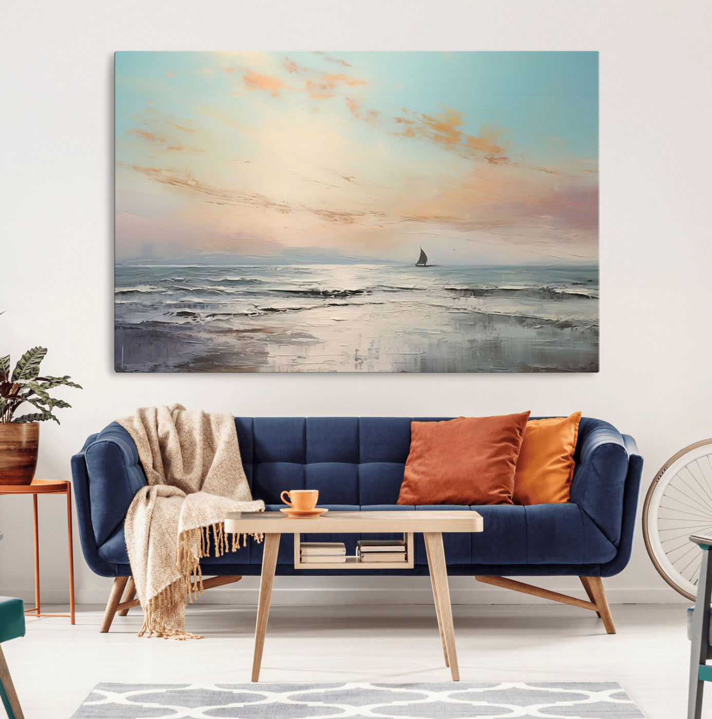 MGV-CV-36X24 - Abstract Ocean Wall Art -  Boat Wall Art Canvas Print