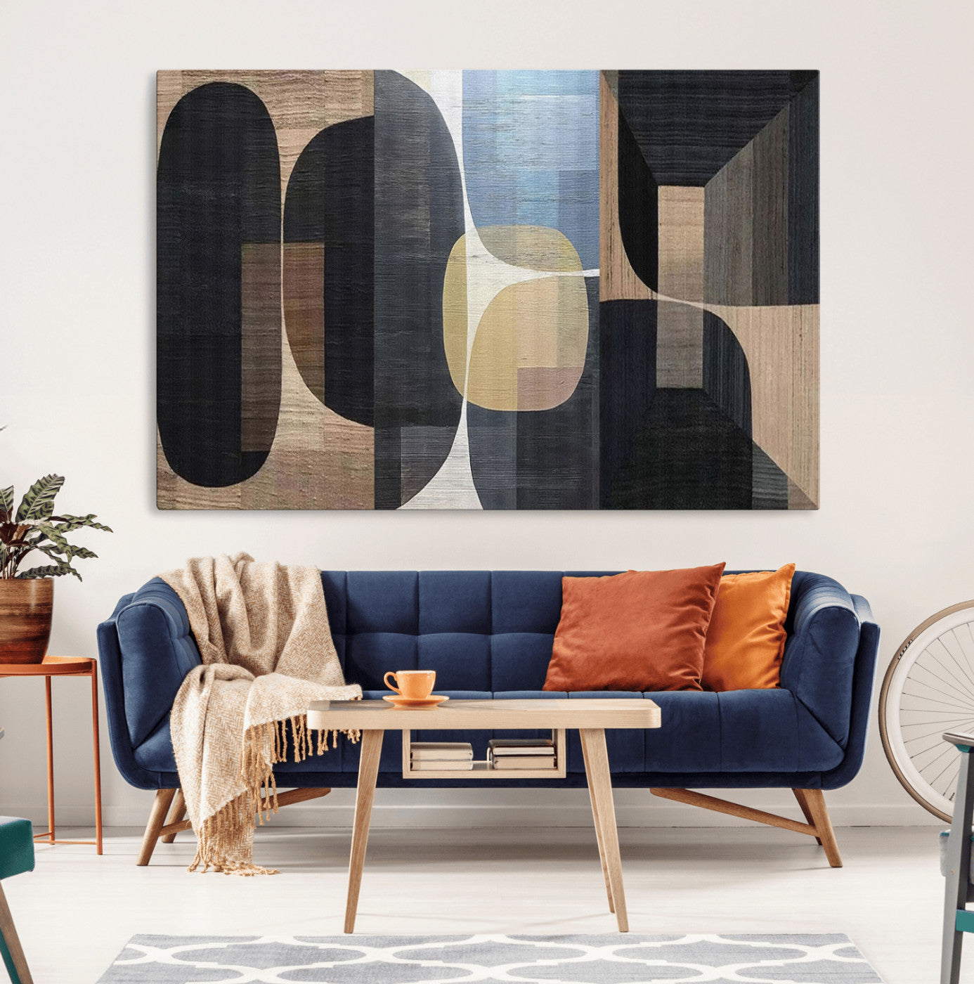 MGV-CV-36X24 - Minimalist Wabi Sabi Abstract Geometric Wall Art Canvas Print – Modern Minimalist Shapes – Ready to