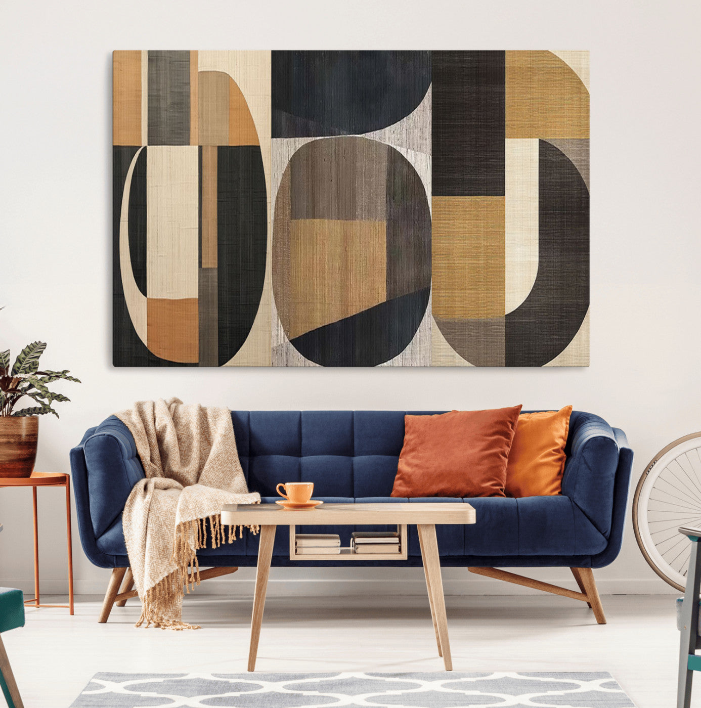 MGV-CV-36X24 - Modern Brown Wabi Sabi Abstract Wall Art Canvas Print Set, Minimalist Wall Art