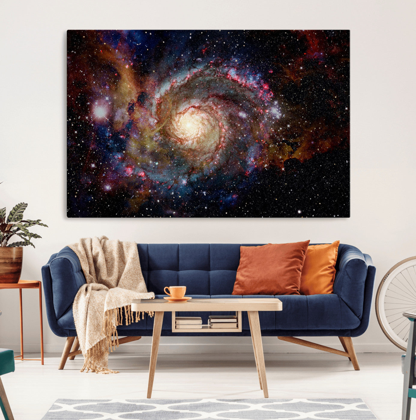 91650-MGV-CV-36X24-Nebula and Galaxies in Space Wall Art Canvas Print, Spiral Galaxy Wall Art Canvas Print