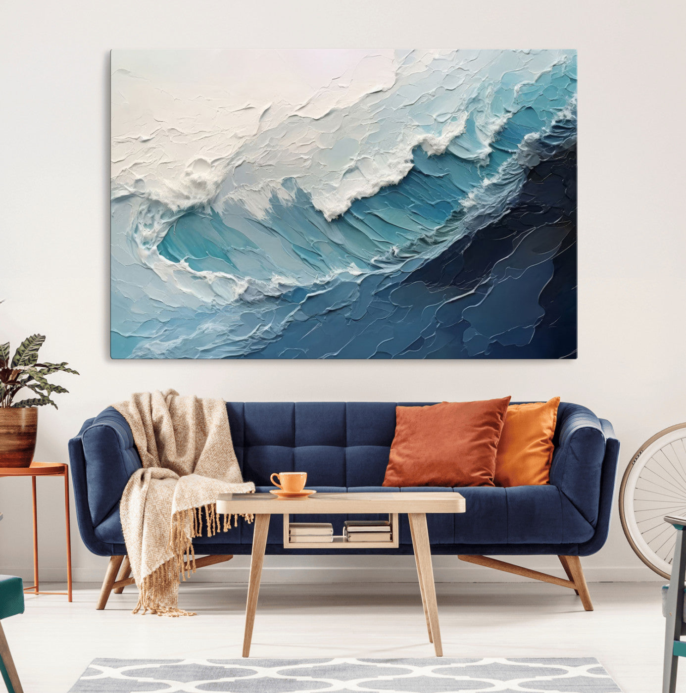 23887-MGV-CV-36X24-Ocean Wave Canvas Wall Art Print – Coastal Living Room Large Ocean Wave Seascape Wall Art for Home, Office, Living Room