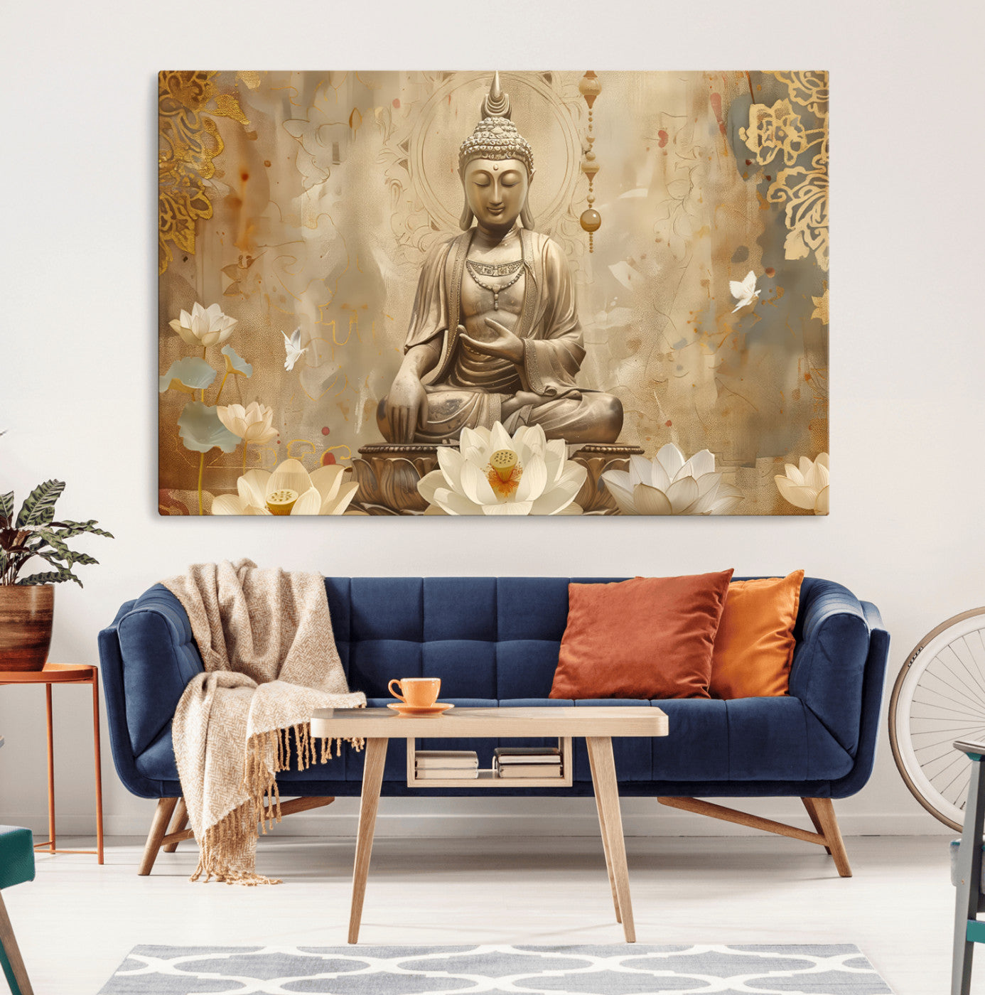 MGV-CV-36X24 - Buddha Wall Art Canvas Print, Buddha Meditation Room Decor, Yoga Room Wall Decor