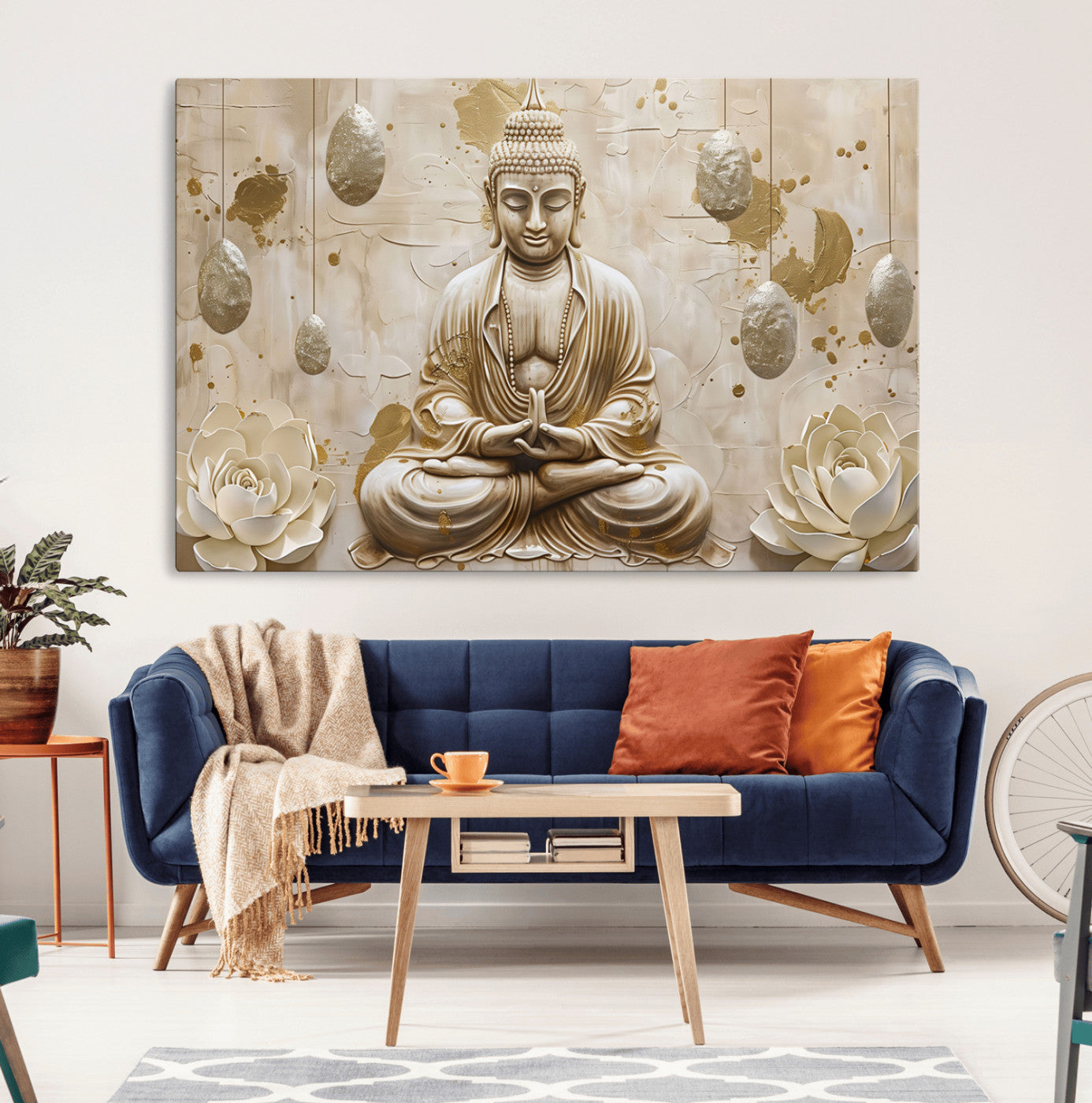 MGV-CV-36X24 - Serene Buddha Wall Art | Yoga Room Decor and Meditation Wall Art Print | Framed and Ready to Hang