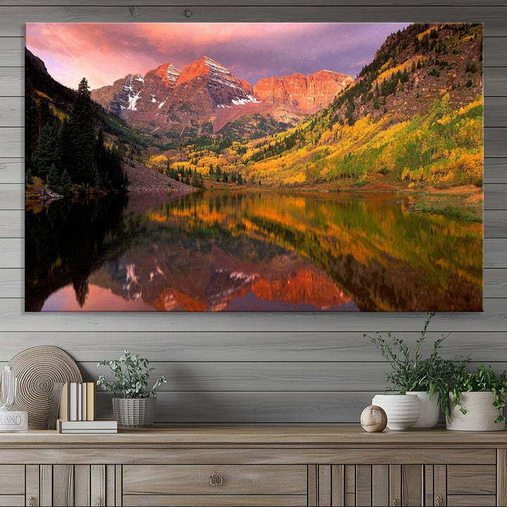 Colorado Rockies Mountain Sunset Wall Art | Ready to Hang and Framed | Scenic Nature Landscape Canvas Print
