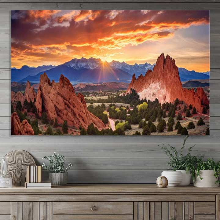 Rocky Mountains Sunset Wall Art Canvas Print – Ready to Hang, Framed Colorado Landscape