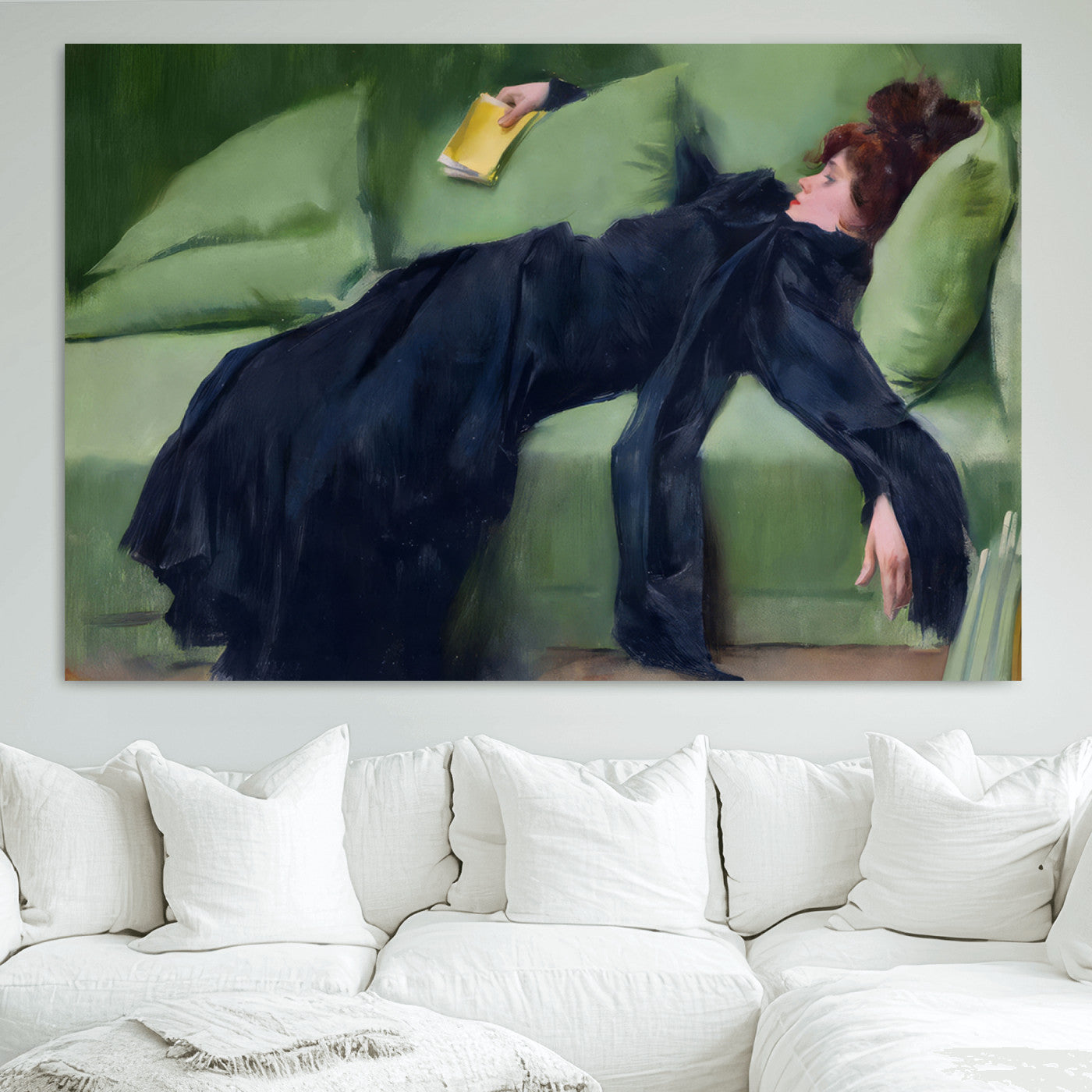 17725-MGV-CV-30X20-Decadent Girl by Ramon Casas Wall Art Canvas Print, Framed Decadent Girl Canvas Print