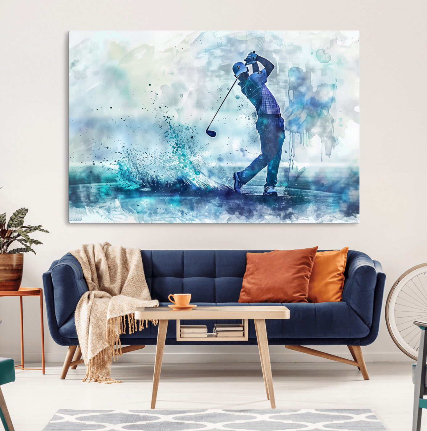 MGV-CV-36X24 - Golf Swing Wall Art Canvas Print - Sports-Inspired Watercolor Decor - Ready to Hang