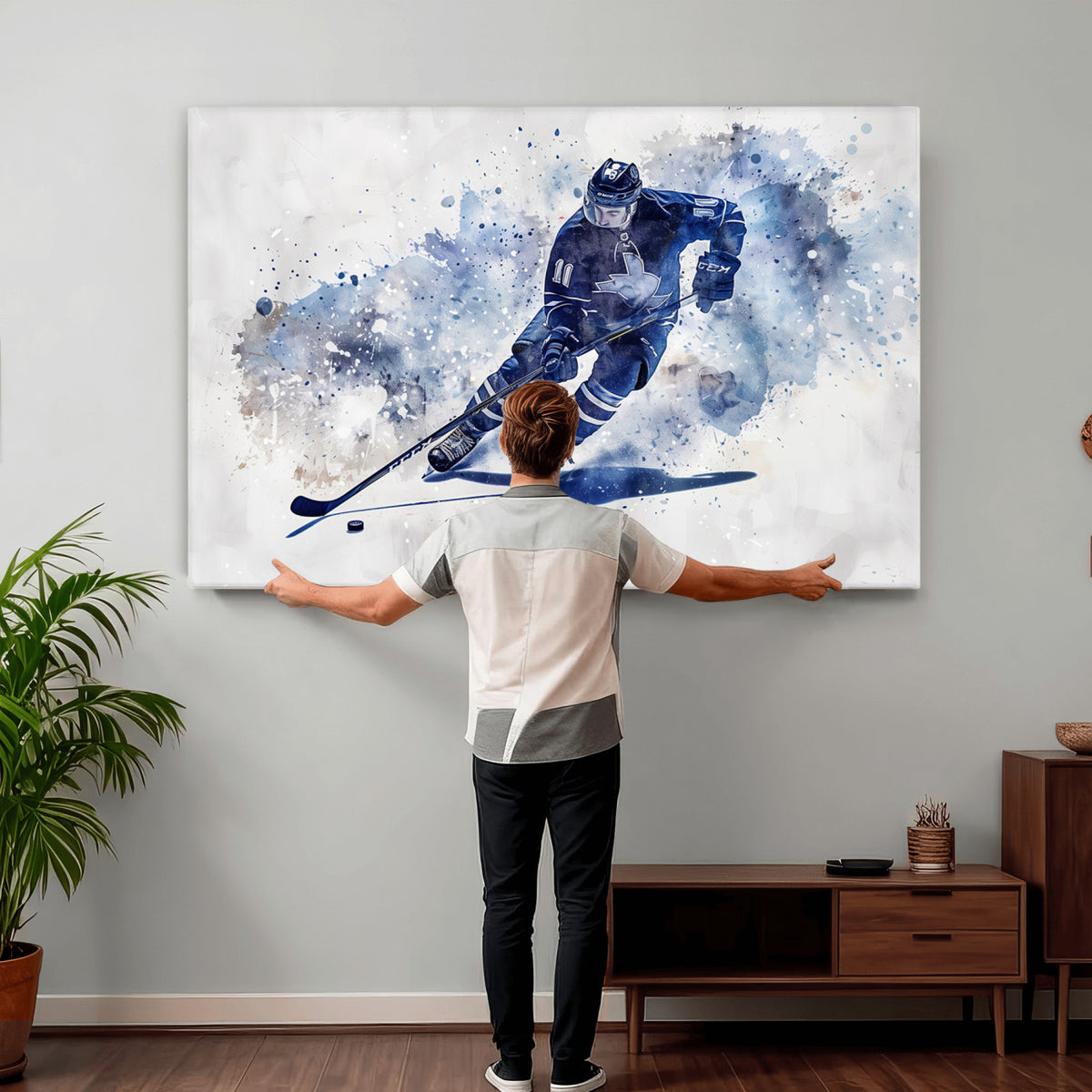 39795-MGV-CV-36X24 - Hockey Player Wall Art Canvas Print