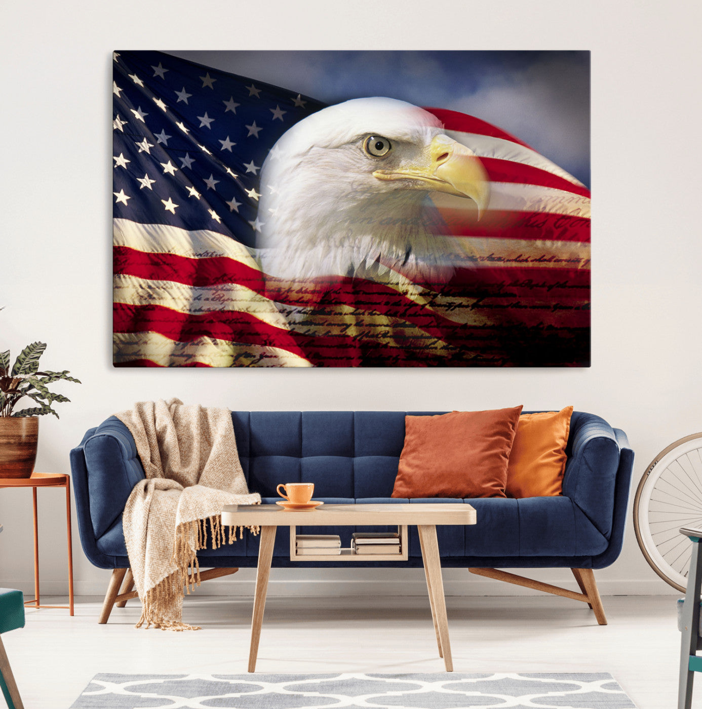 MGV-CV-36X24 - American Flag Eagle Symbol Wall Art, American Flag Eagle Wall Art Canvas Print