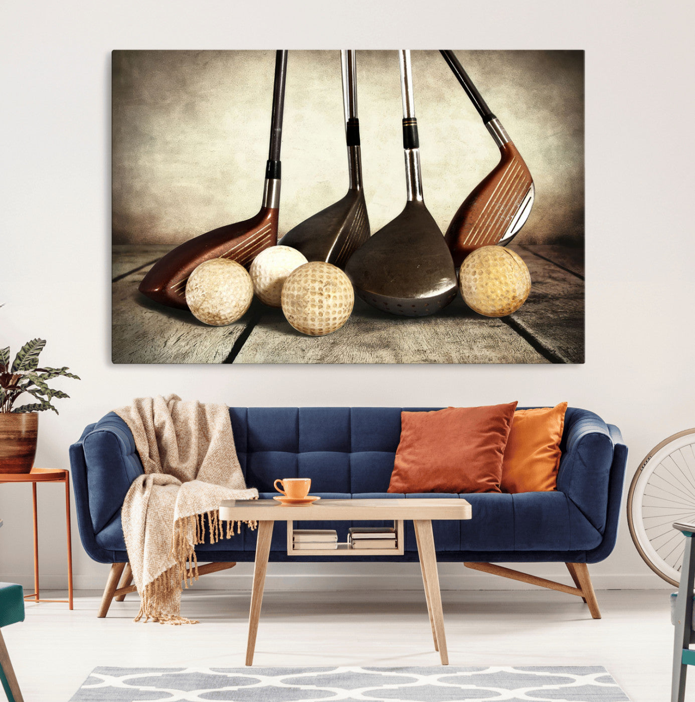 33845-MGV-CV-36X24-Vintage Golf Ball Art | Golf Decor for Man Cave or Office | Ready to Hang and Framed