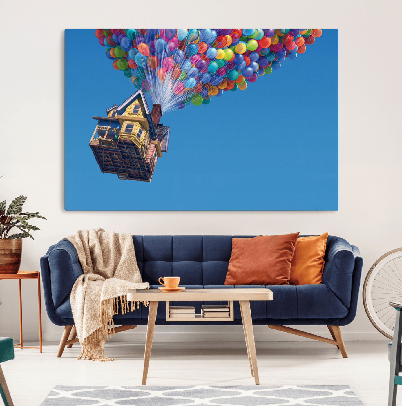 MGV-CV-36X24 - Carl Fredricksen, Up Movie Wall Art, Balloons Wall Art, Air Balloons for Kids Room Print