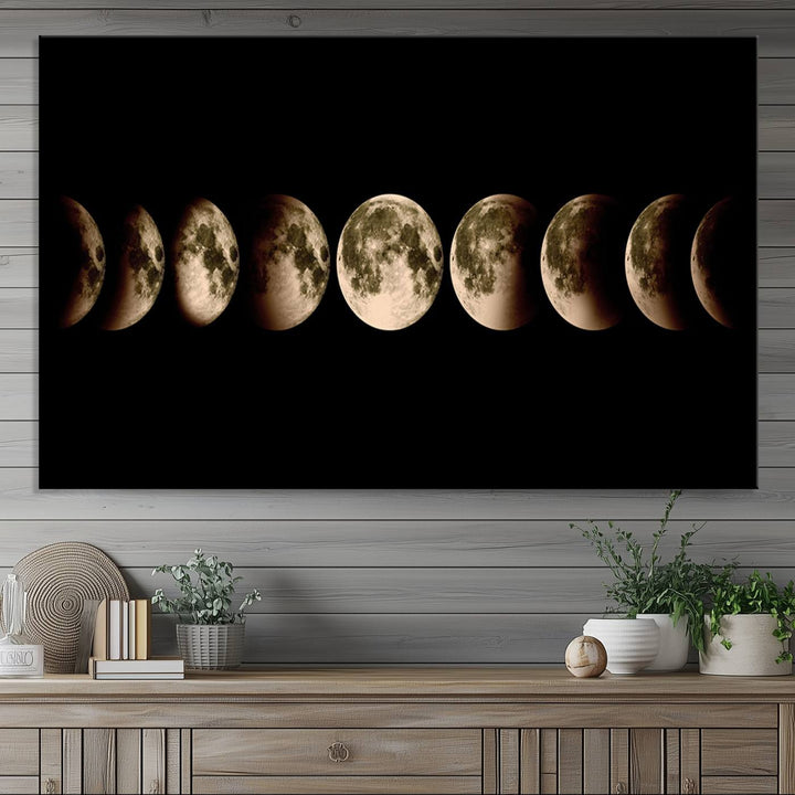 Phases of the Moon canvas print, ideal for lunar sequence decor.