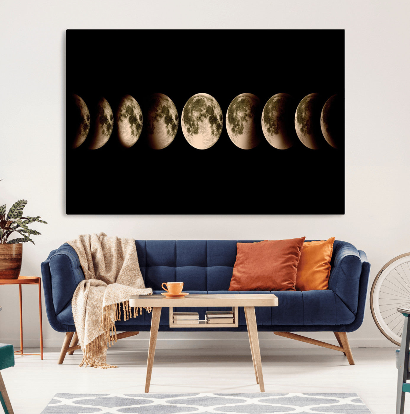 MGV-CV-36X24 - Phases of the Moon Wall Art | Canvas Print for Modern Wall Decor | Ready to Hang and Framed