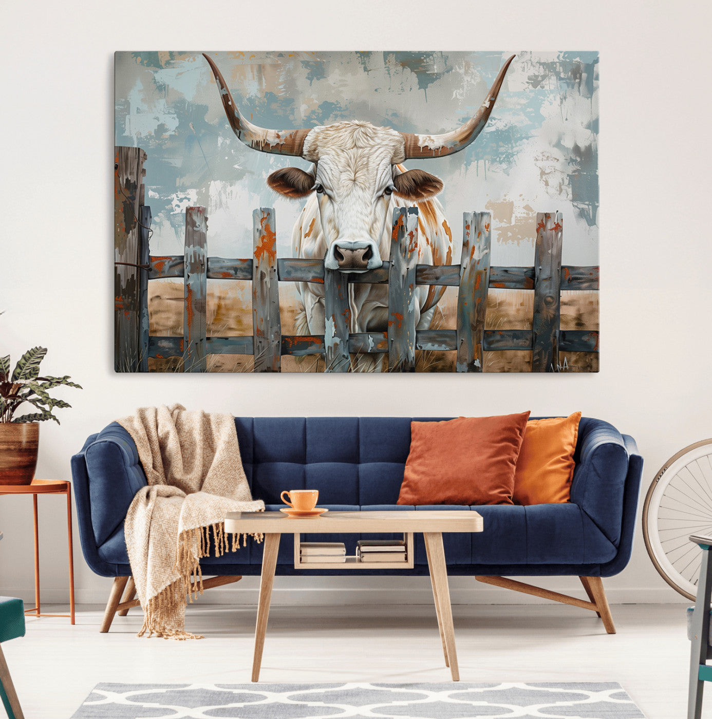 85218-MGV-CV-36X24-Vintage Cow Wall Art Canvas Print for Farmhouse Wall Decor Theme, Cattle Wall Art Print
