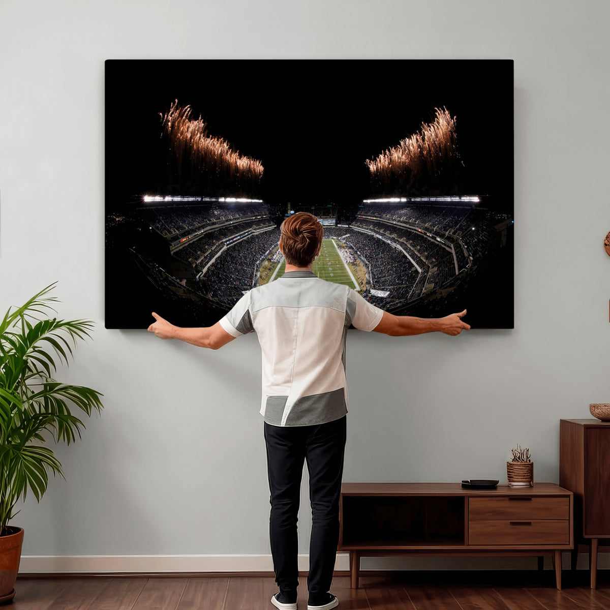 89680-MGV-CV-36X24 - Eagles Field Stadium Wall Art, Philadelphia Eagles Football, Framed and Ready to Hang