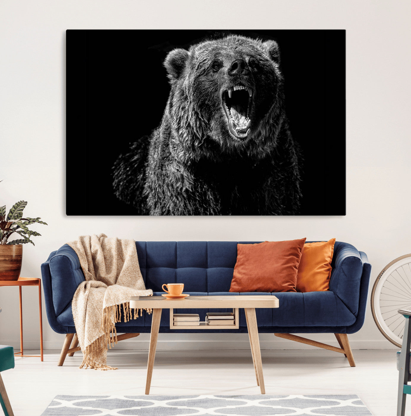 57891-MGV-CV-36X24-Bear Canvas Print | Wildlife Wall Art for Cabin Decor | Ready to Hang Framed