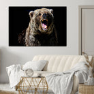 17625-MGV-CV-36X24-Grizzly Bear Canvas Print | Wildlife Wall Art for Cabin Decor | Ready to Hang Framed