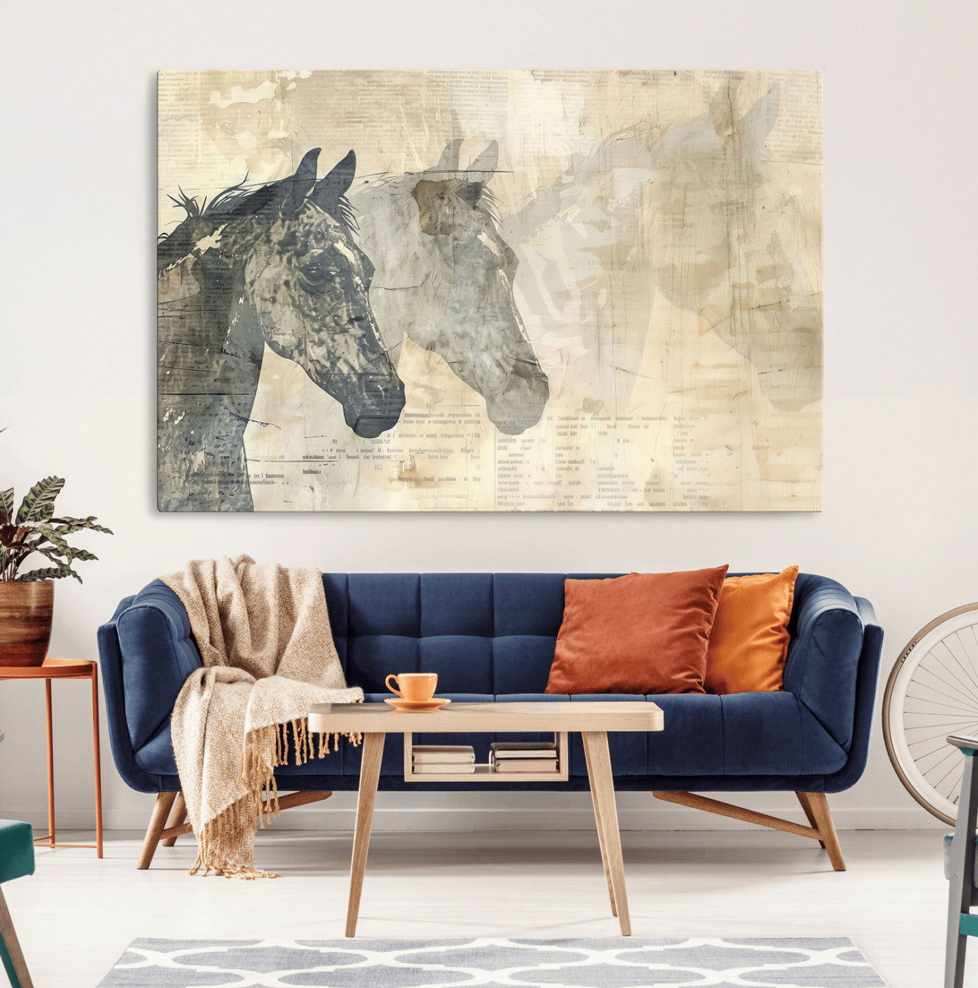 64301-MGV-CV-36X24-Abstract Horse Canvas Print | Modern Farmhouse Wall Art | Ready to Hang Framed