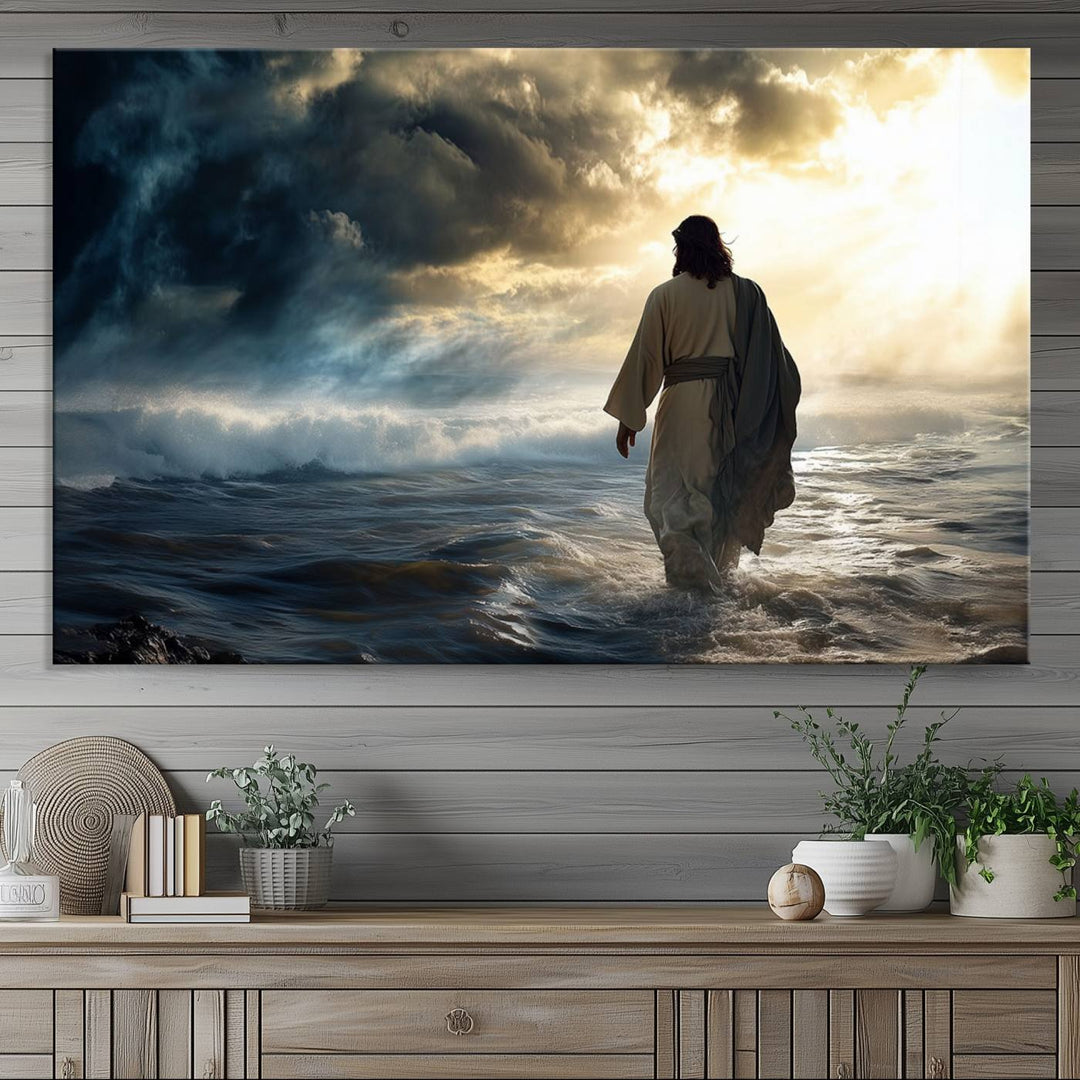 Jesus Walking on Water Wall Art | Canvas Print | Ready to Hang | Christian Home Decor | Spiritual Faith Wall Art | Inspirational Religious Wall Decor