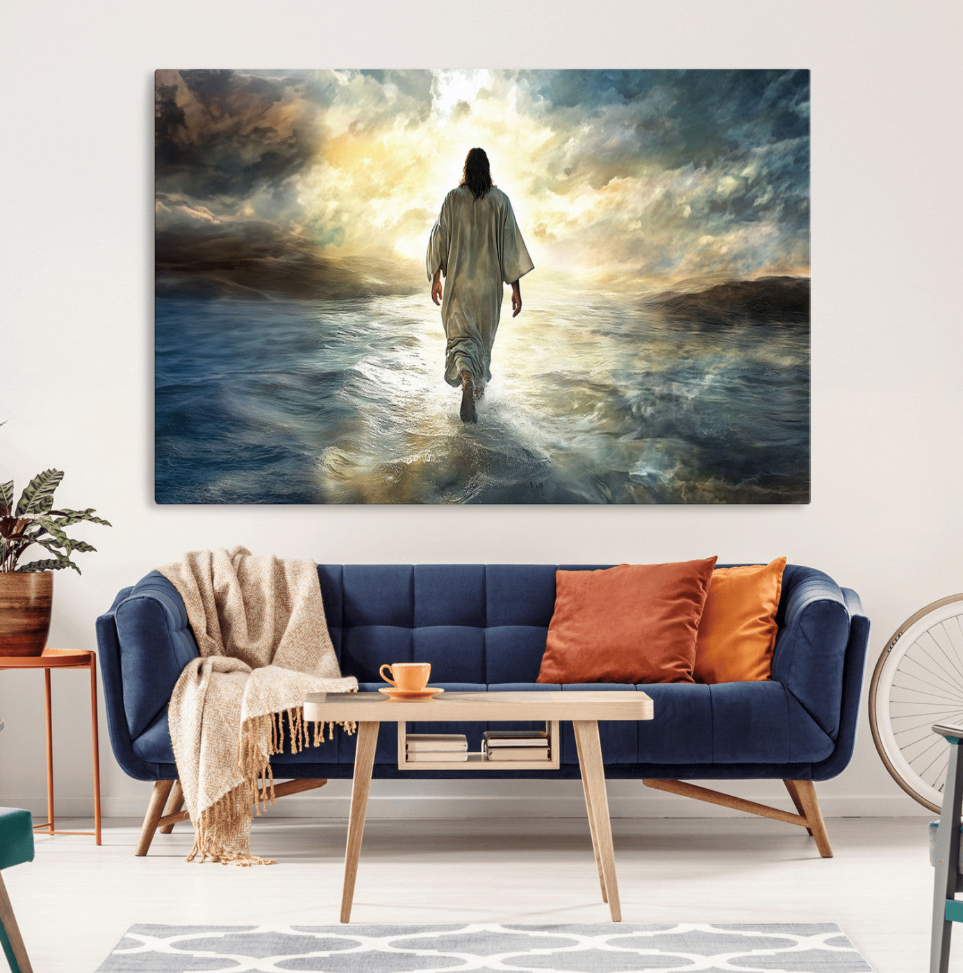 MGV-CV-36X24 - Jesus Walking on Water Wall Art | Canvas Print | Ready to Hang | Christian Home Decor | Spiritual