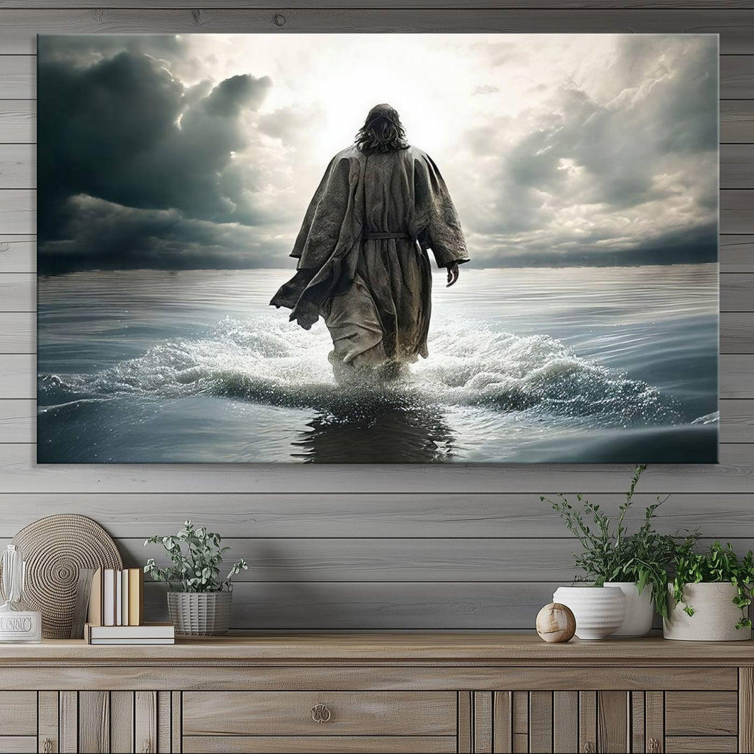 Jesus Walking on Water Wall Art | Canvas Print | Ready to Hang | Christian Home Decor | Spiritual Faith Wall Art | Inspirational Religious Wall Decor