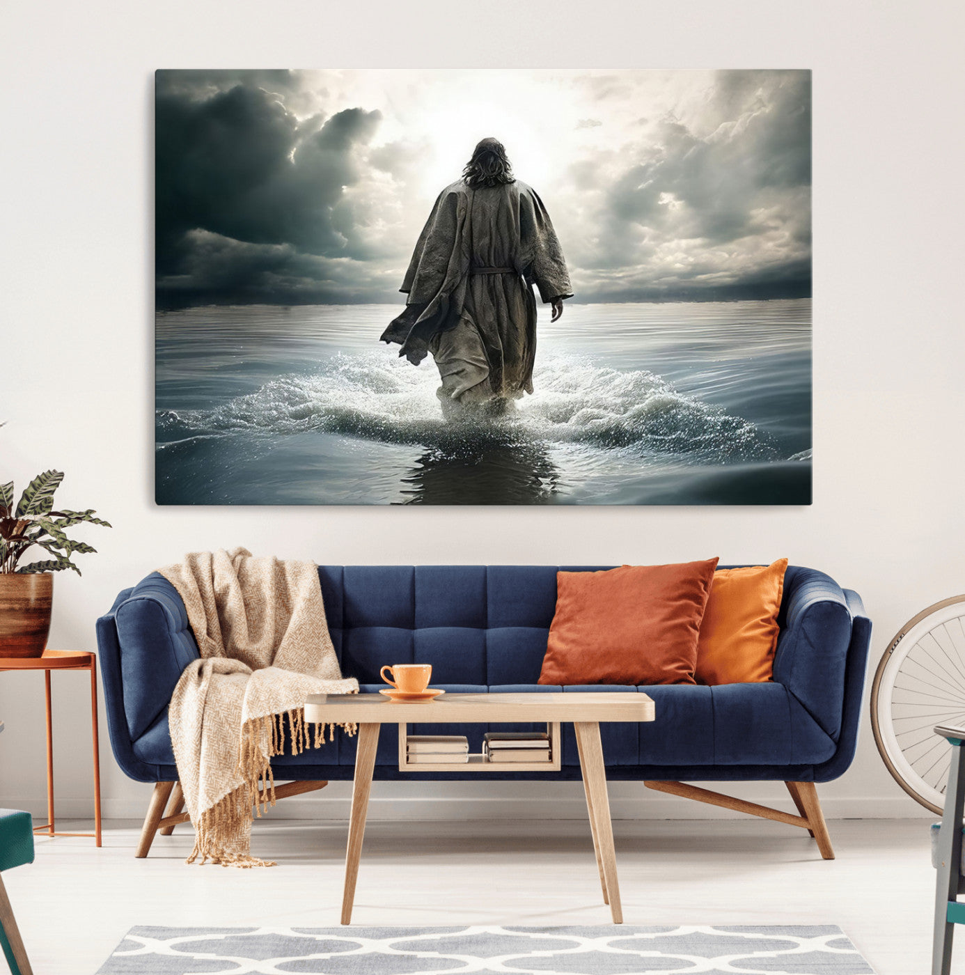MGV-CV-36X24 - Jesus Walking on Water Wall Art | Canvas Print | Ready to Hang | Christian Home Decor | Spiritual