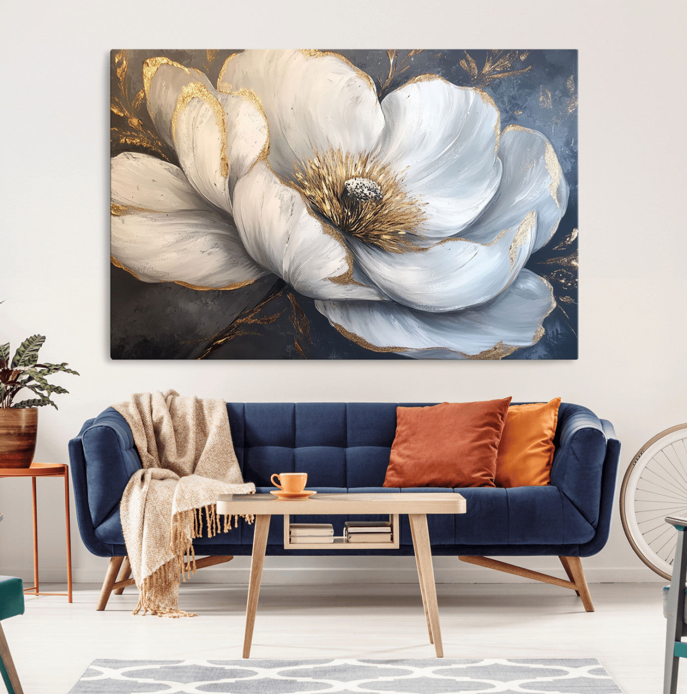 MGV-CV-36X24 - White Magnolia Flower Wall Art Canvas Print | Abstract Floral Wall Decor | Elegant Bloom Artwork |