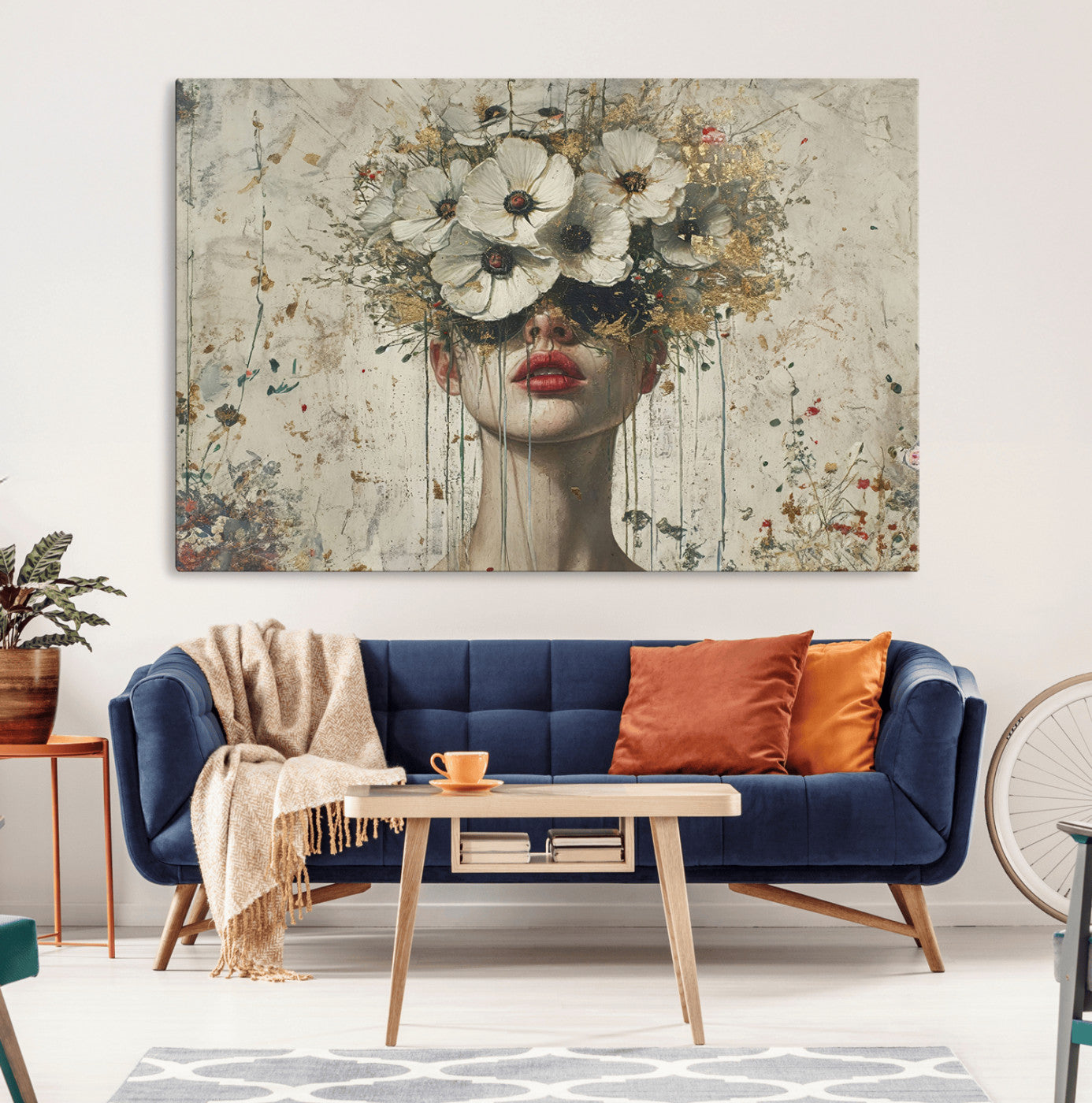 MGV-CV-36X24 - Abstract Floral Women Patel Wall Art Canvas Print