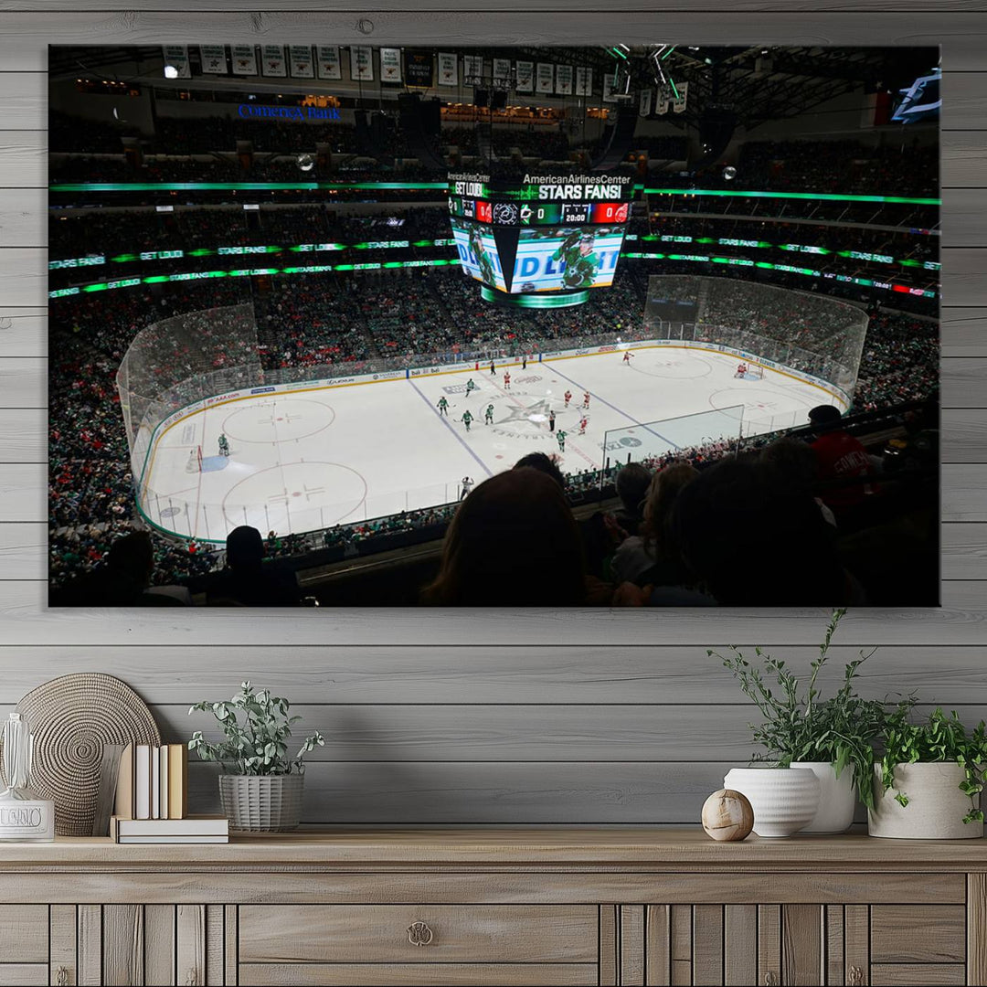 American Airlines Center Dallas Stars Wall Art Canvas Print - Dallas Hockey Arena Stadium Print