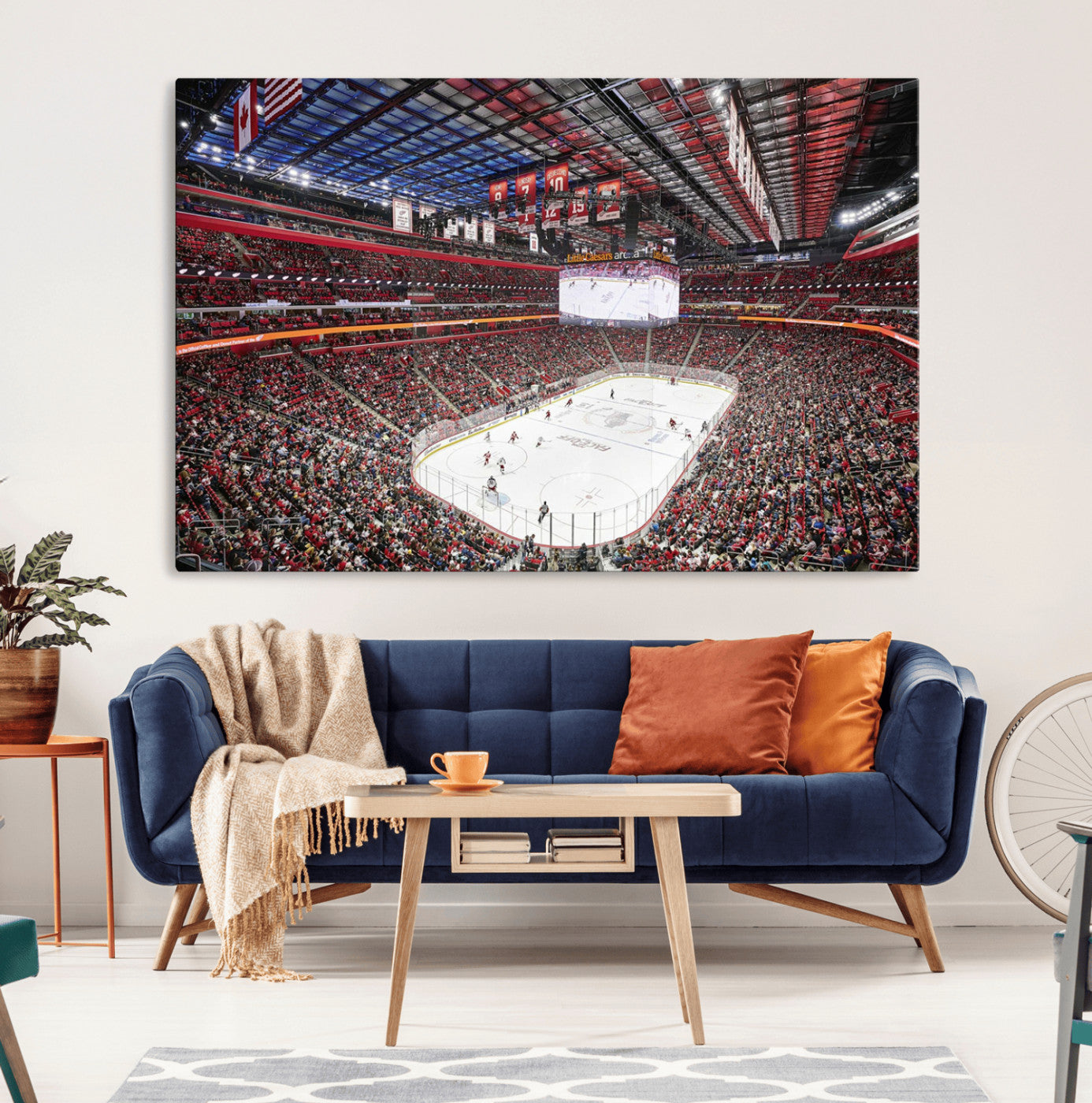 MGV-CV-36X24 - Barton Malow Little Caesars Arena Detroit Wall Art Canvas Print - Detroit Hockey and Basketball