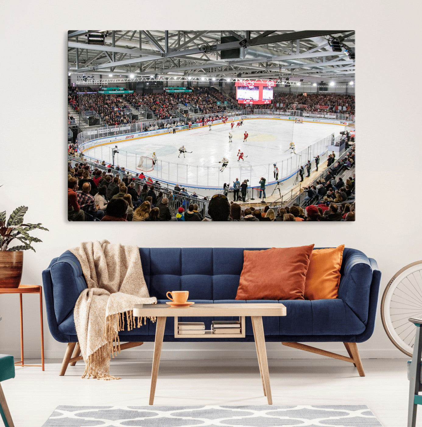 79352-MGV-CV-36X24-Lausanne Arena Ice Hockey Stadium Wall Art Canvas Print, Framed Lausanne Arena Ice Hockey Canvas