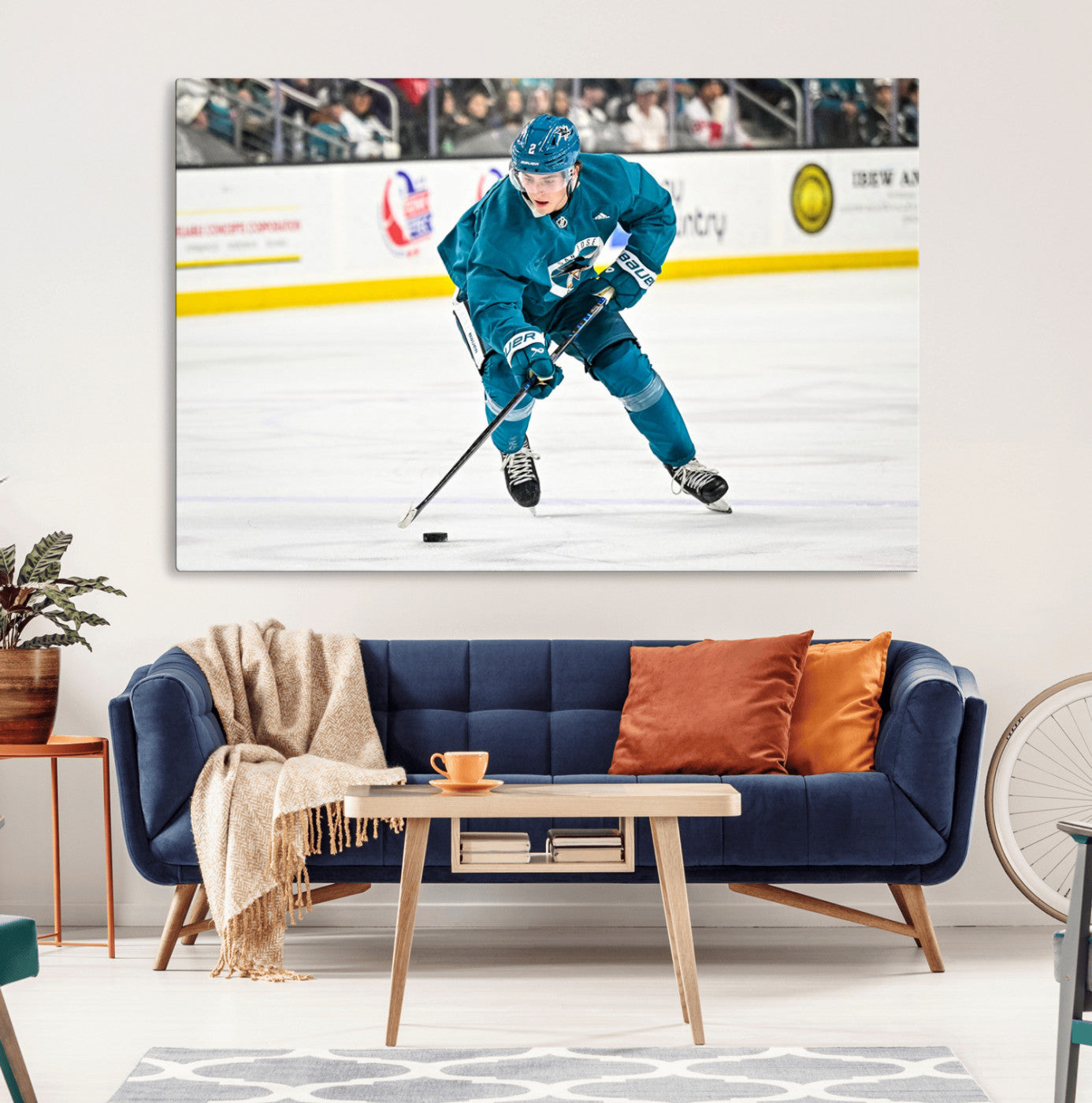 69179-MGV-CV-36X24-San Jose Sharks Ice Hockey Player Wall Art Canvas Print
