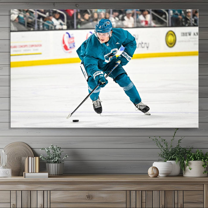 San Jose SharksIce Hockey Player Wall Art Canvas Print