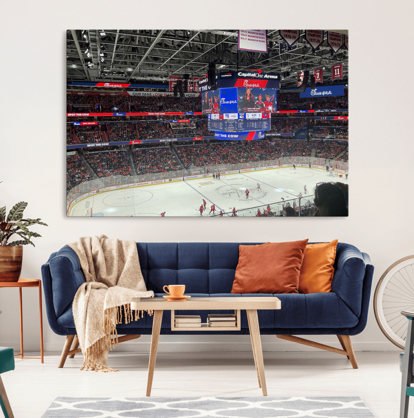 MGV-CV-36X24 - Washington Capitols New York Rangers Ice Hockey Game Stadium Wall Art Canvas Print