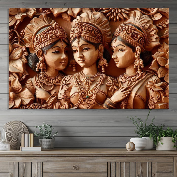 Indian Woman Statue Wall Art Canvas Print