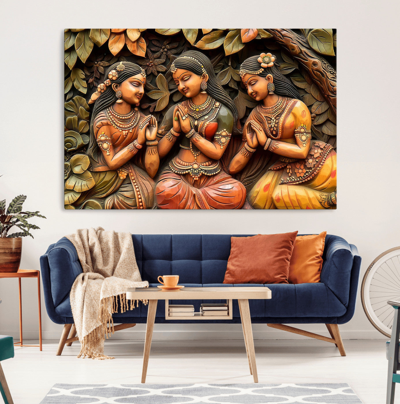 12926-MGV-CV-36X24-Indian Woman Statue Wall Art Canvas Print