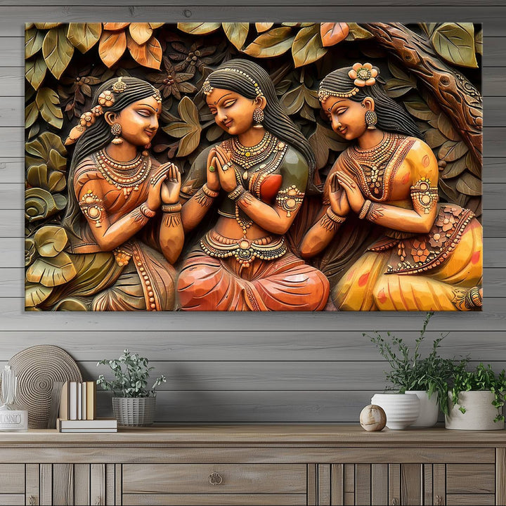 Indian Woman Statue Wall Art Canvas Print