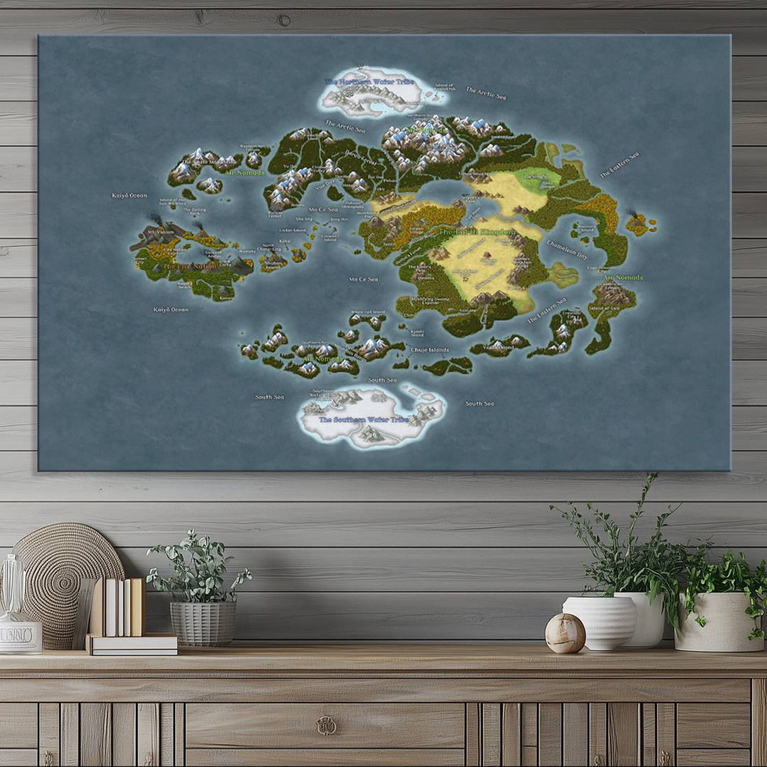 Last Air Bender Avatar World Map Wall Art Canvas Print