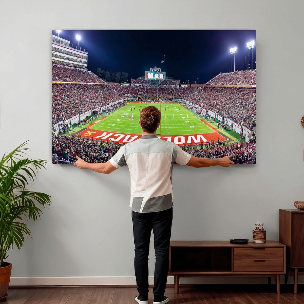 23086-MGV-CV-36X24 - NC State Wolfpack Canvas Print - Raleigh Carter-Finley Stadium Wall Art, Football Team Canvas Print