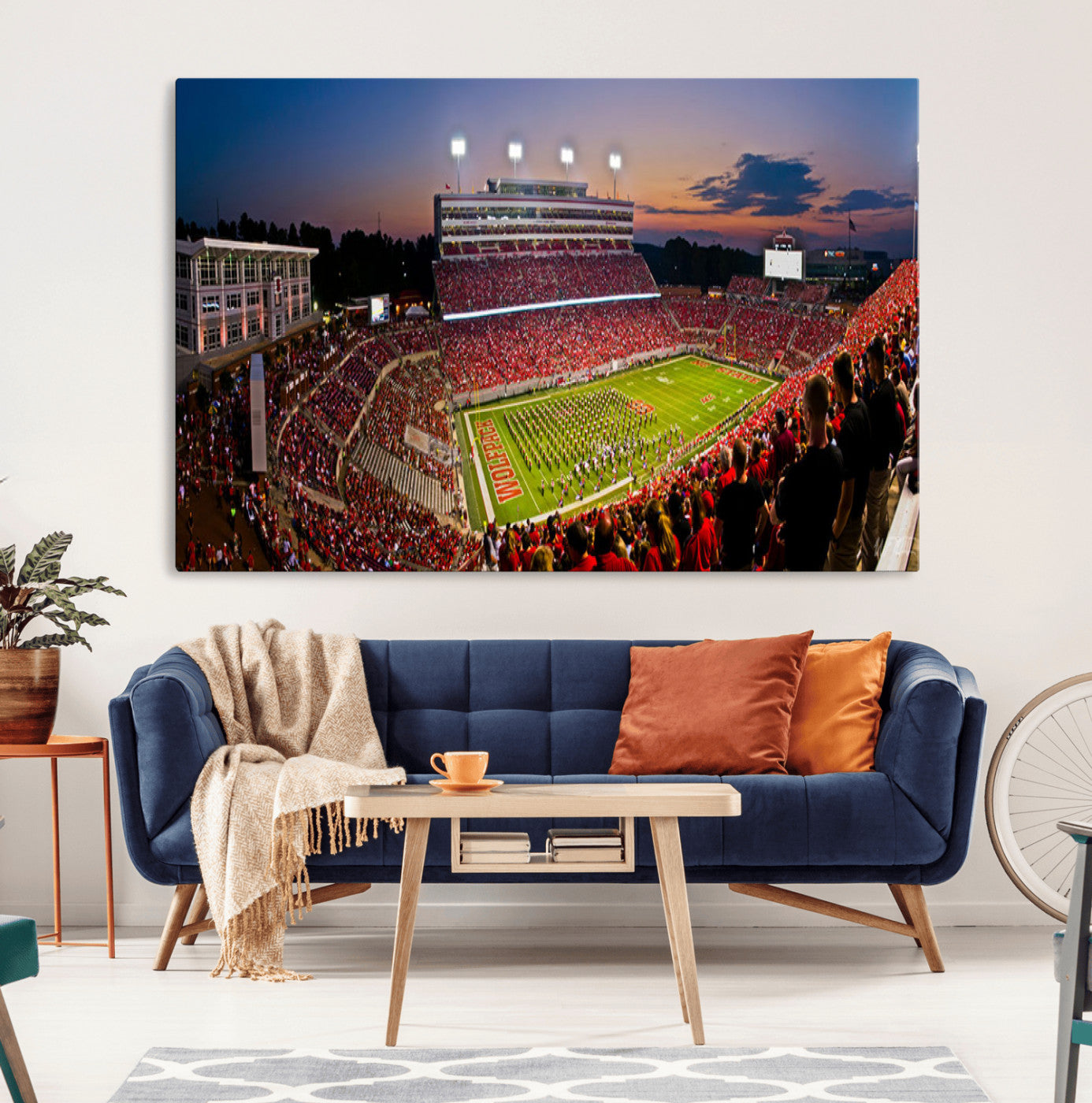 87655-MGV-CV-36X24-NC State Wolfpack Football Team Print - Raleigh Carter-Finley Stadium Wall Art Canvas Print