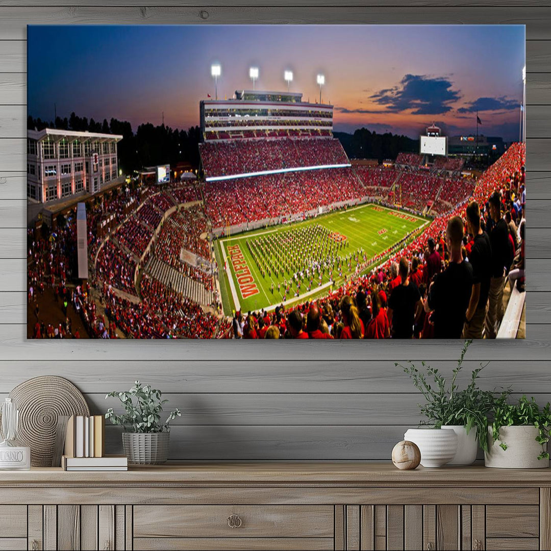 NC State Wolfpack Football Team Print - Raleigh Carter-Finley Stadium Wall Art Canvas Print