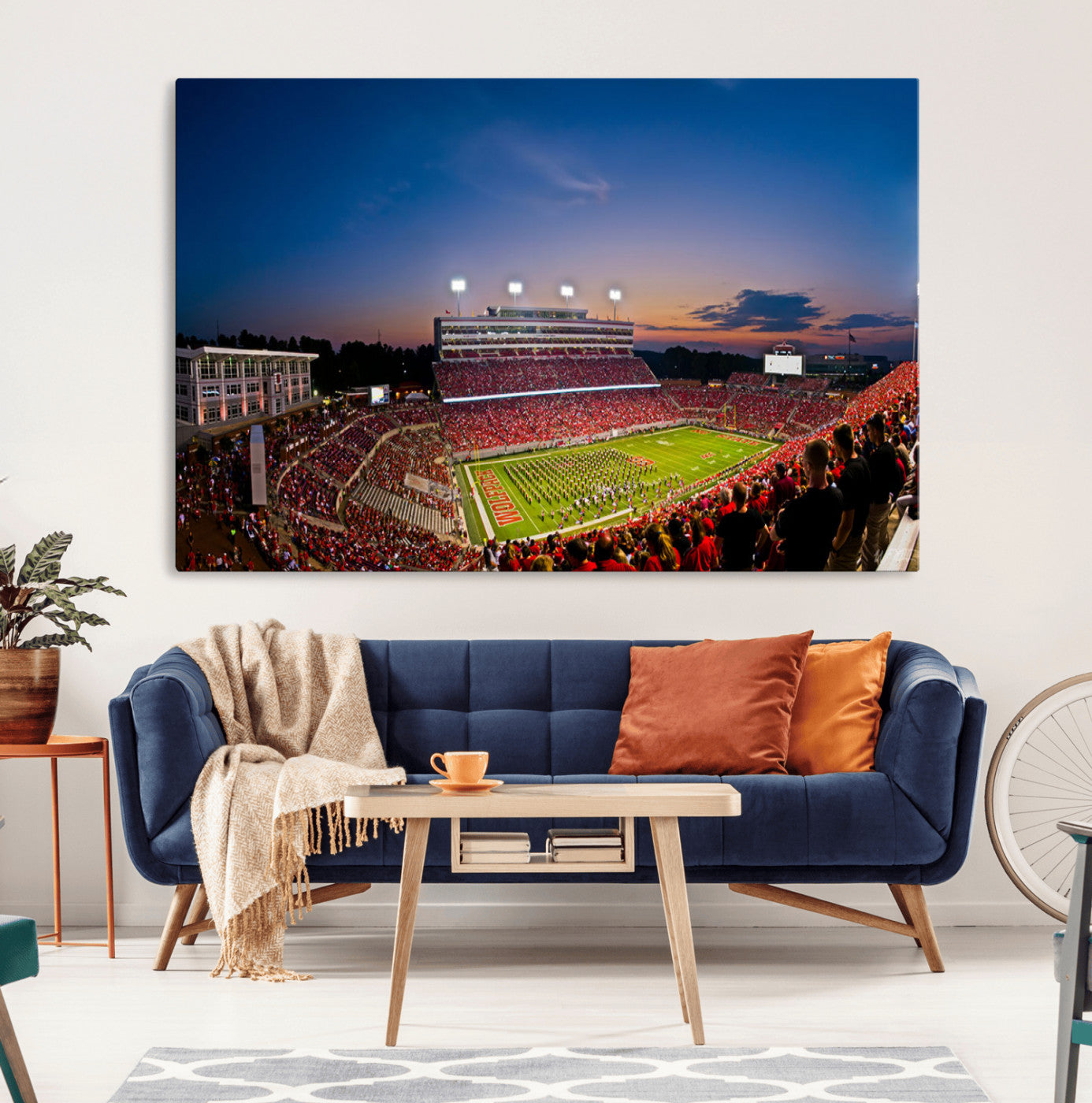 33313-MGV-CV-36X24-NC State Wolfpack Football Team Print - Raleigh Carter-Finley Stadium Wall Art Canvas Print